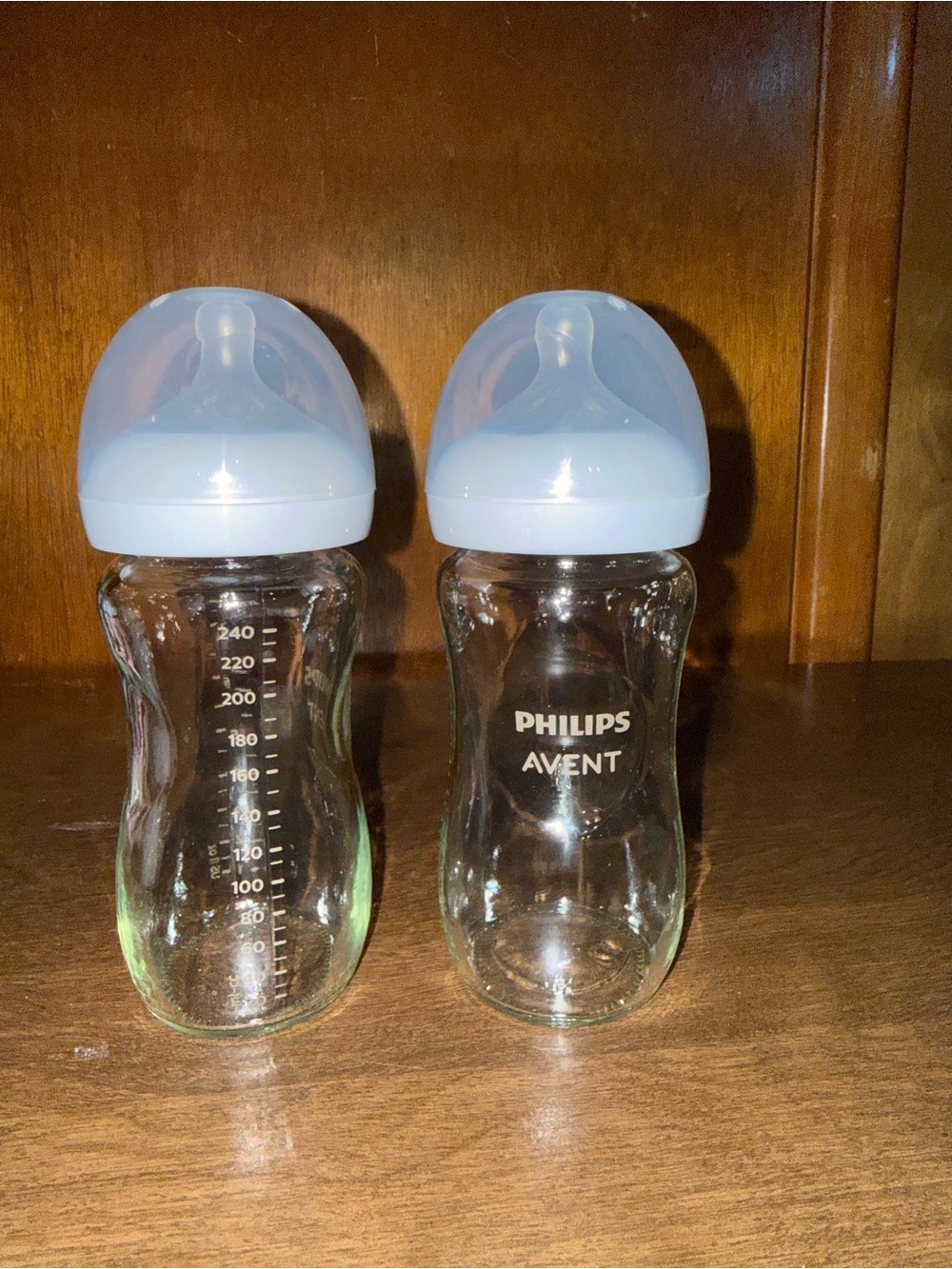 Philips Avent Clear Glass Baby Bottles with Light Blue Caps (Set of 2)